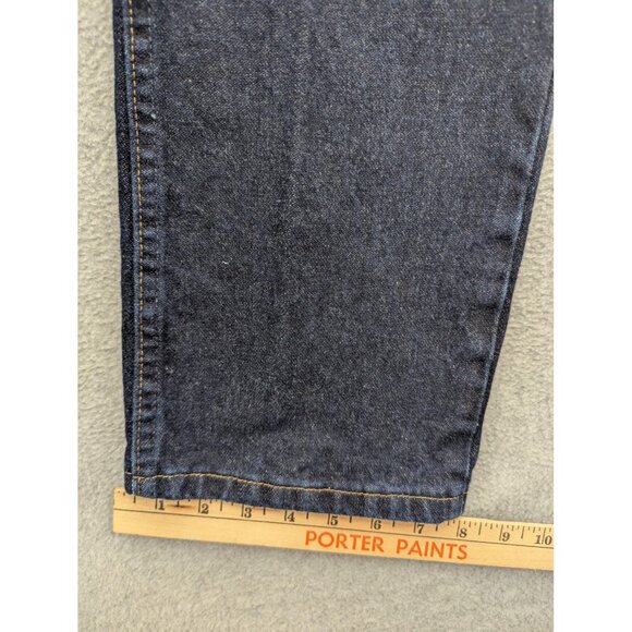 Wrangler Jeans Mens 31x34 Dark Blue Denim Straight Leg Zip Fly Classic Cowboy - Picture 6 of 12